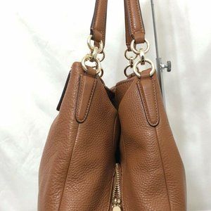 coach phoebe brown pebbled leather shoulder handba